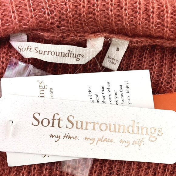 NWT Soft Surroundings Light Rust Hooded Knit Cardigan Sweater Size S - Picture 5 of 7